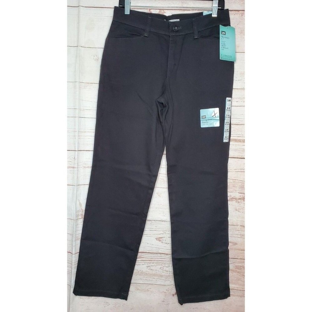 Lee Easy Care Color Hold 8M Relaxed Fit Your Curve Plain Front Straight Leg Pant